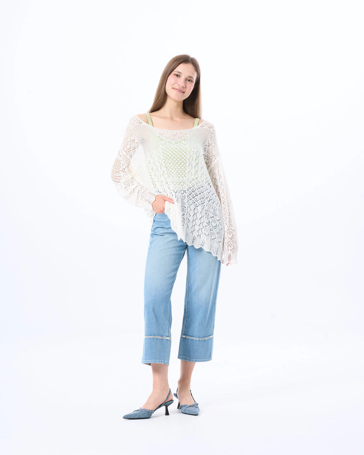 An image of a  White / One-Size 21653 Breezy Layering Knit Top by  Mirra Masa