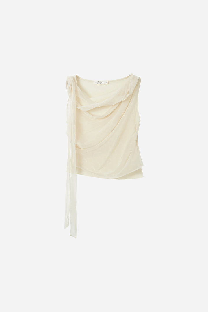 An image of a   21681 Ruched Cowl Top by  Mirra Masa
