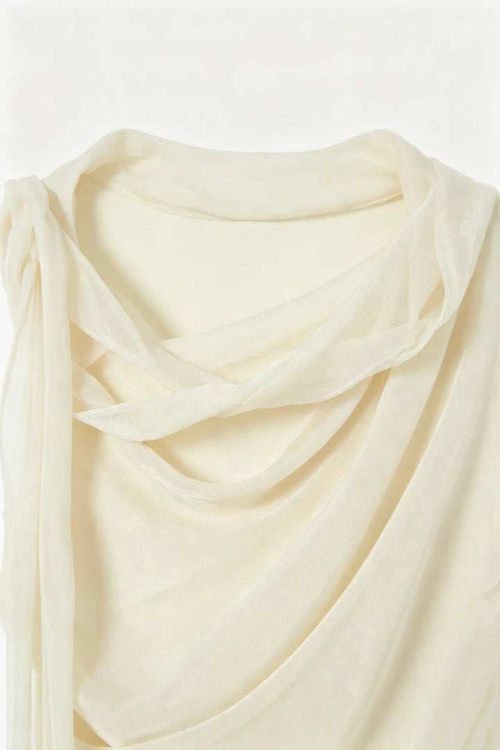 An image of a   21681 Ruched Cowl Top by  Mirra Masa
