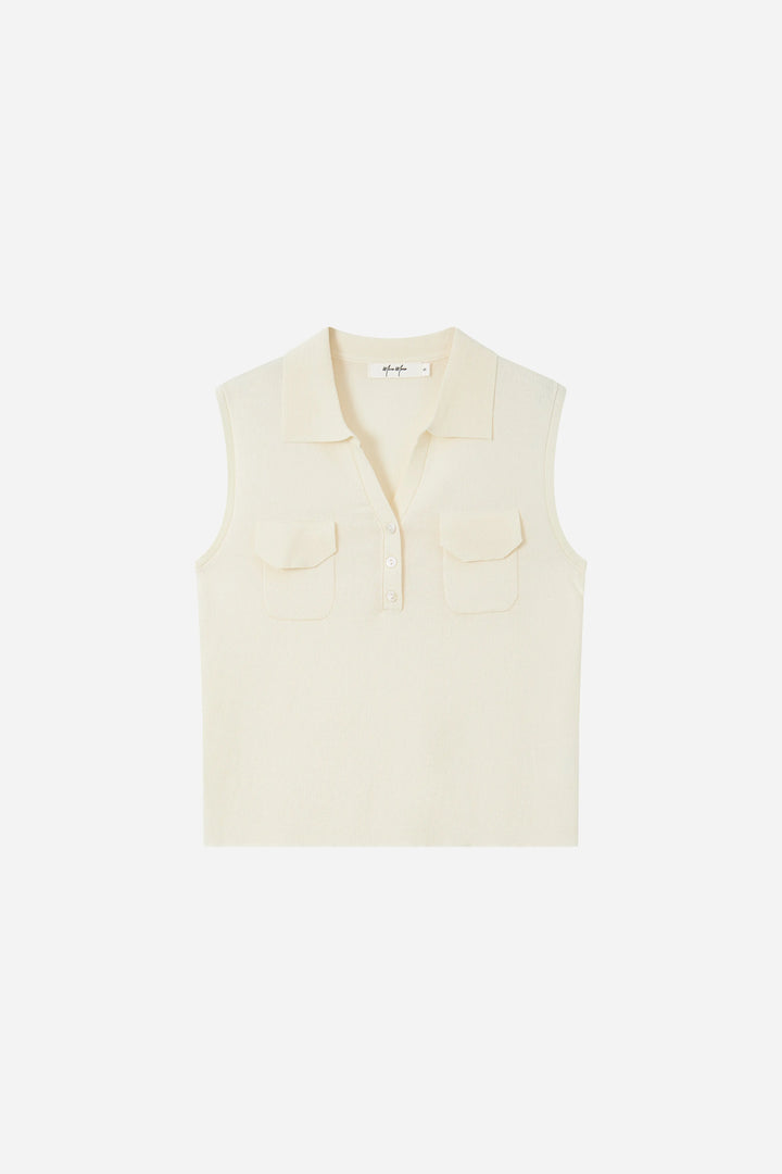 An image of a   21706 Ribbed Polo Knit Vest by  Mirra Masa