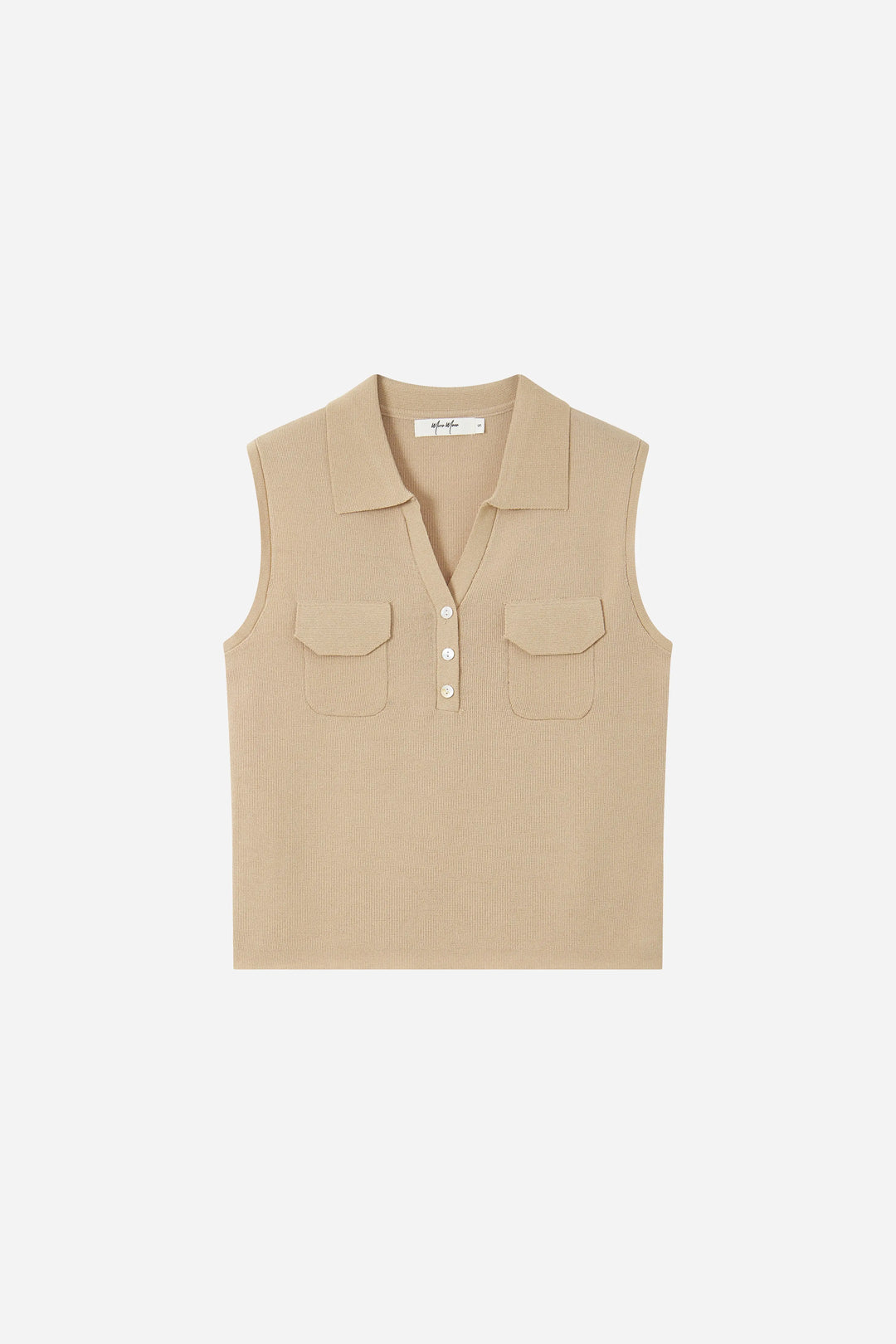 An image of a   21706 Ribbed Polo Knit Vest by  Mirra Masa