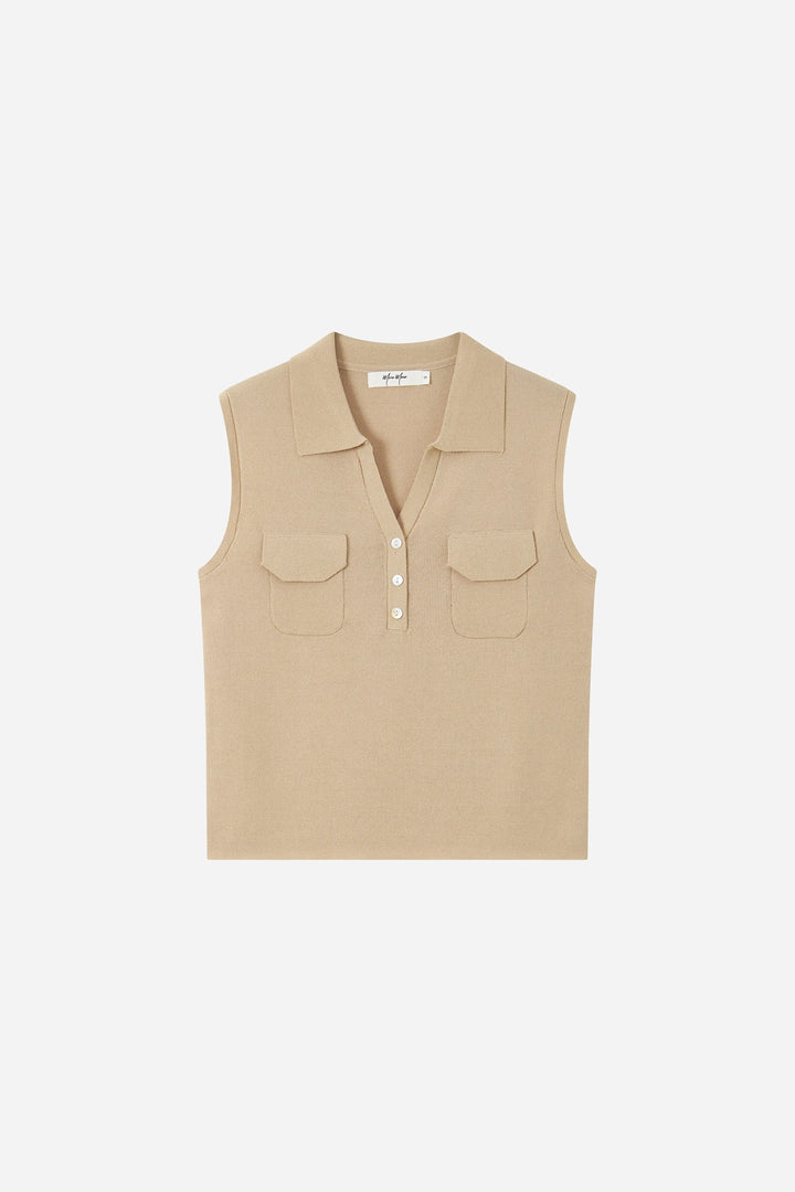 An image of a   21706 Ribbed Polo Knit Vest by  Mirra Masa