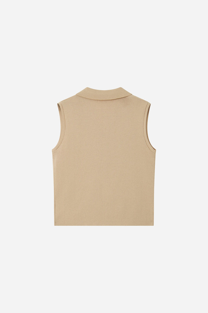 An image of a   21706 Ribbed Polo Knit Vest by  Mirra Masa