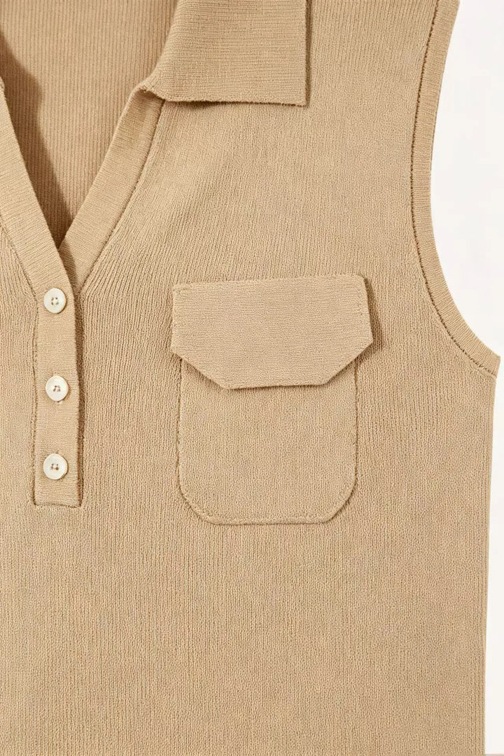An image of a   21706 Ribbed Polo Knit Vest by  Mirra Masa