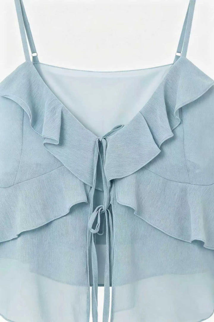 An image of a   21792 Ruffled Tie-Front Camisole by  Mirra Masa