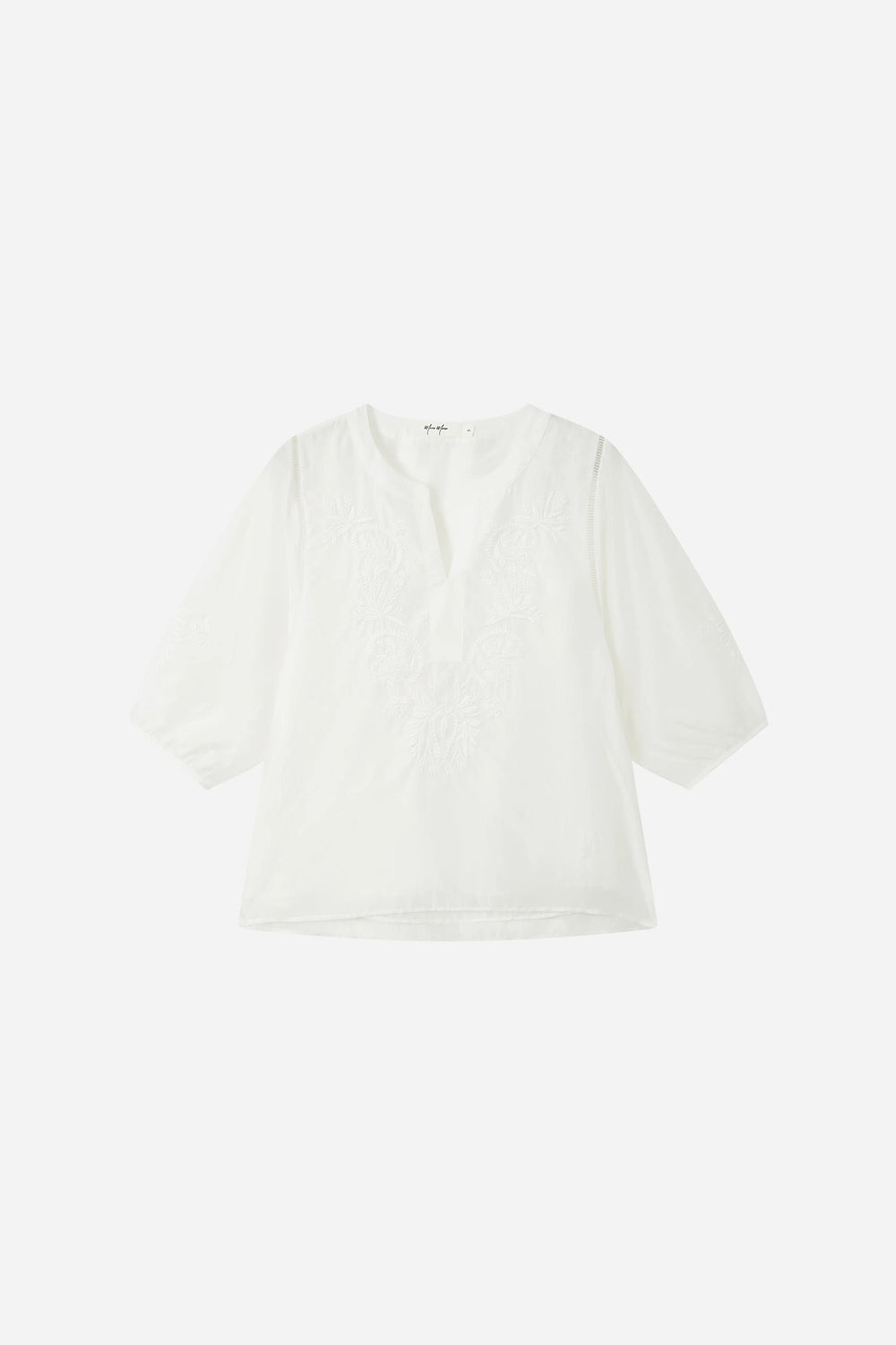 An image of a   21879 Embroidered V-Neck Blouse by  Mirra Masa