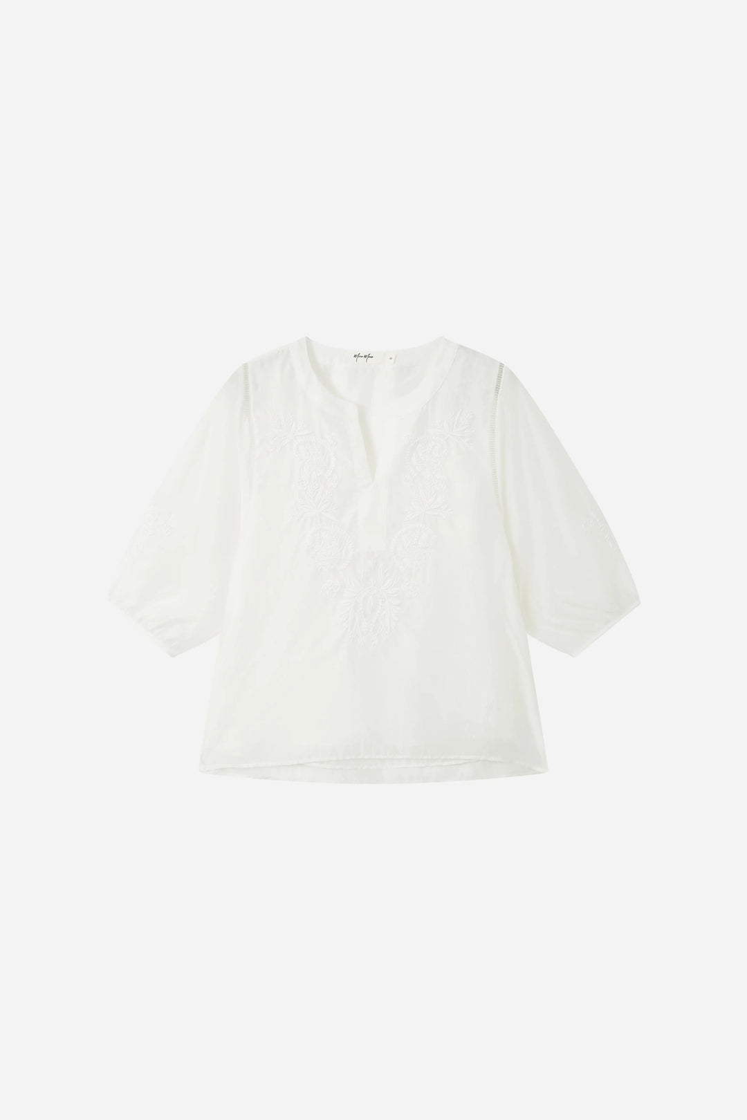 An image of a   21879 Embroidered V-Neck Blouse by  Mirra Masa