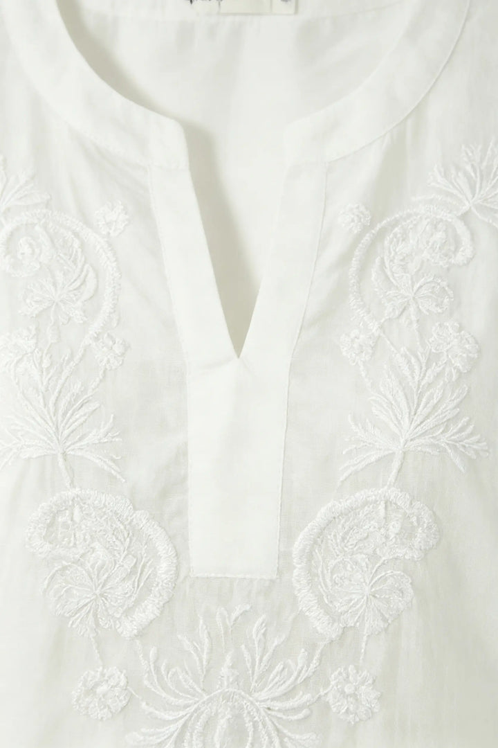 An image of a   21879 Embroidered V-Neck Blouse by  Mirra Masa