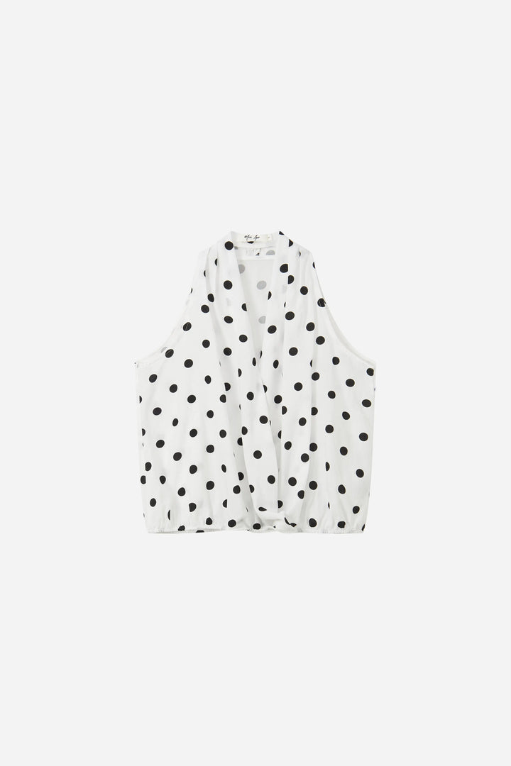 An image of a   21890 Dotted Halter Wrap Top by  Mirra Masa