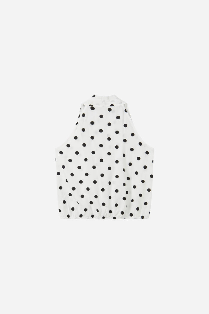 An image of a   21890 Dotted Halter Wrap Top by  Mirra Masa