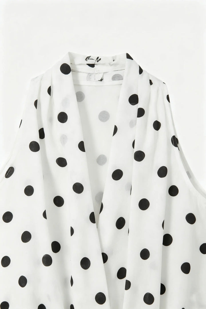An image of a   21890 Dotted Halter Wrap Top by  Mirra Masa