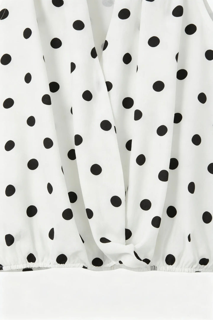 An image of a   21890 Dotted Halter Wrap Top by  Mirra Masa