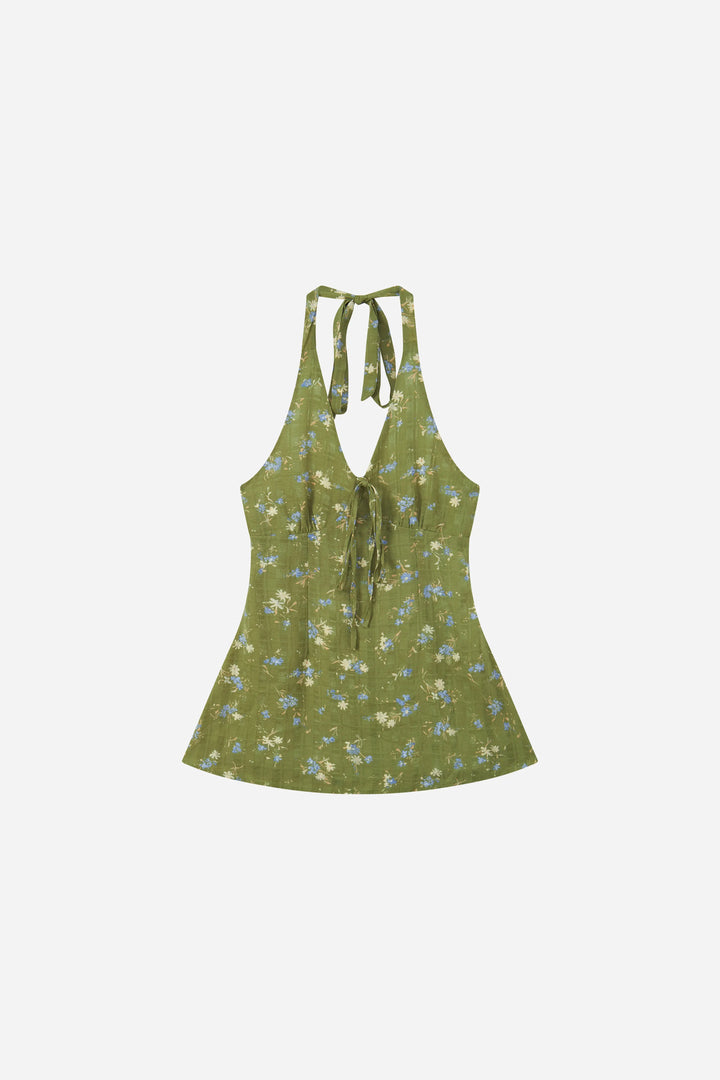 An image of a   21918 Floral Halter Mini Dress by  Mirra Masa