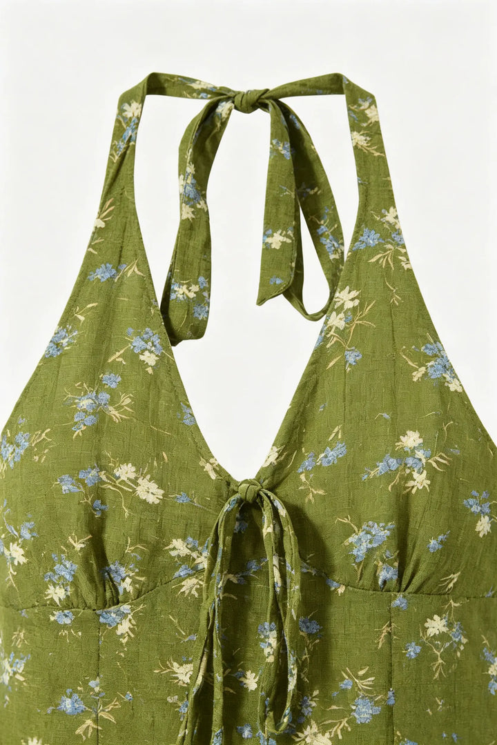 An image of a   21918 Floral Halter Mini Dress by  Mirra Masa