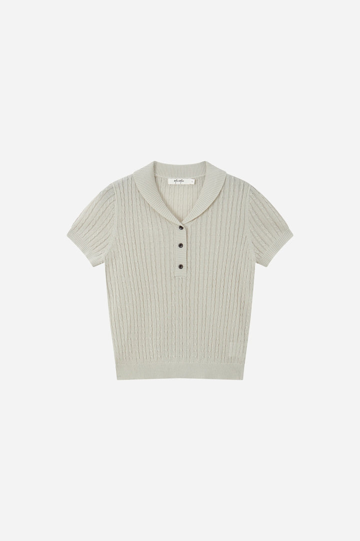 An image of a   21938OL Cable Knit Polo Shirt by  Mirra Masa