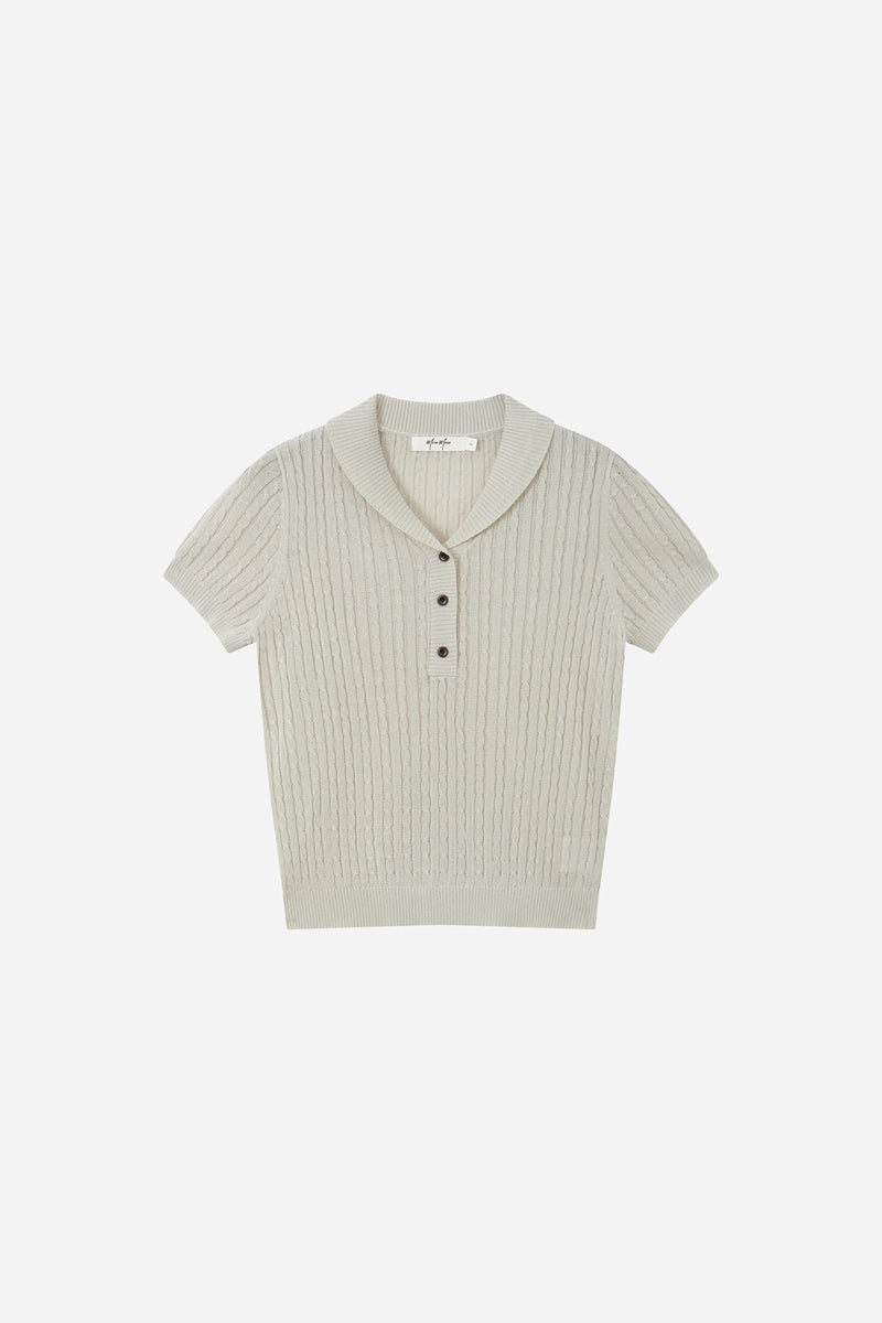 21938OL Cable Knit Polo Shirt