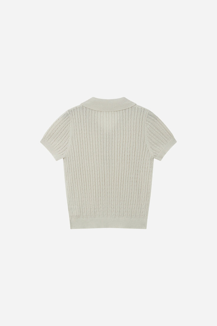 An image of a   21938OL Cable Knit Polo Shirt by  Mirra Masa