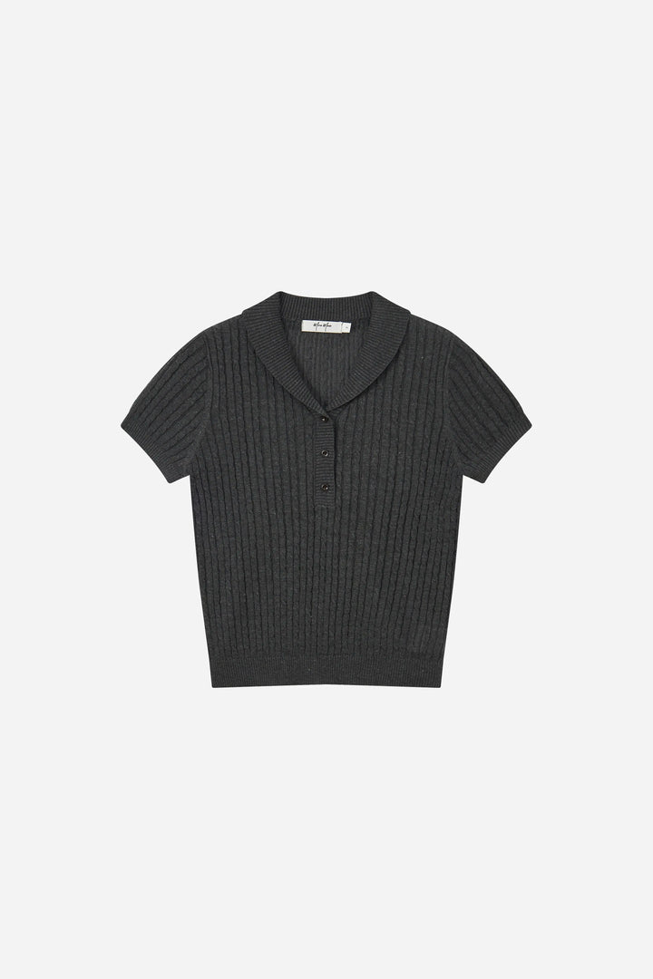 An image of a   21938OL Cable Knit Polo Shirt by  Mirra Masa