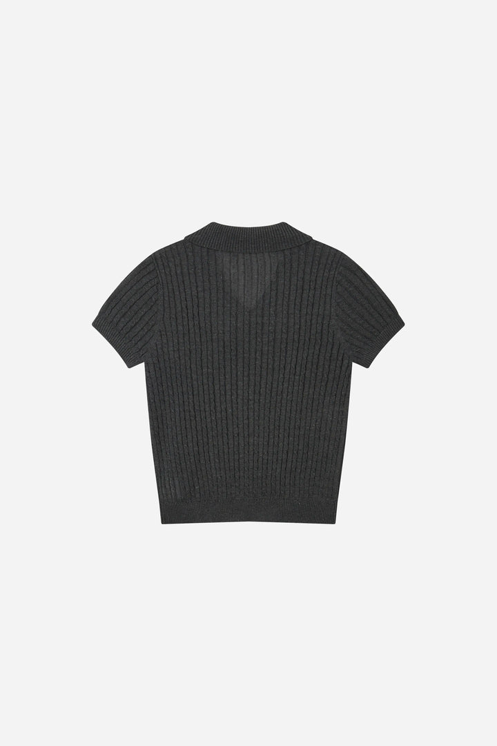 An image of a   21938OL Cable Knit Polo Shirt by  Mirra Masa