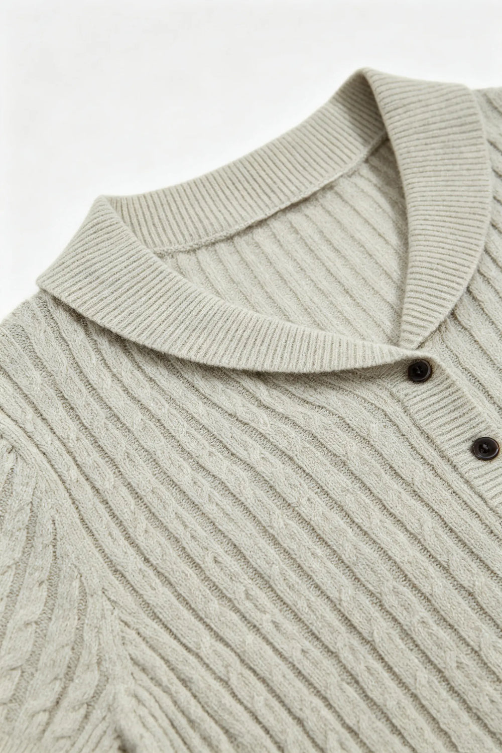 An image of a   21938OL Cable Knit Polo Shirt by  Mirra Masa