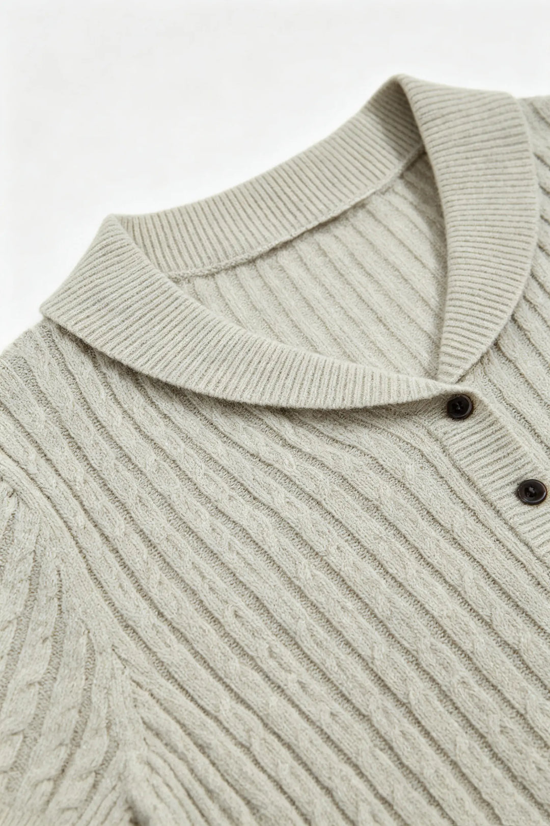 An image of a   21938OL Cable Knit Polo Shirt by  Mirra Masa