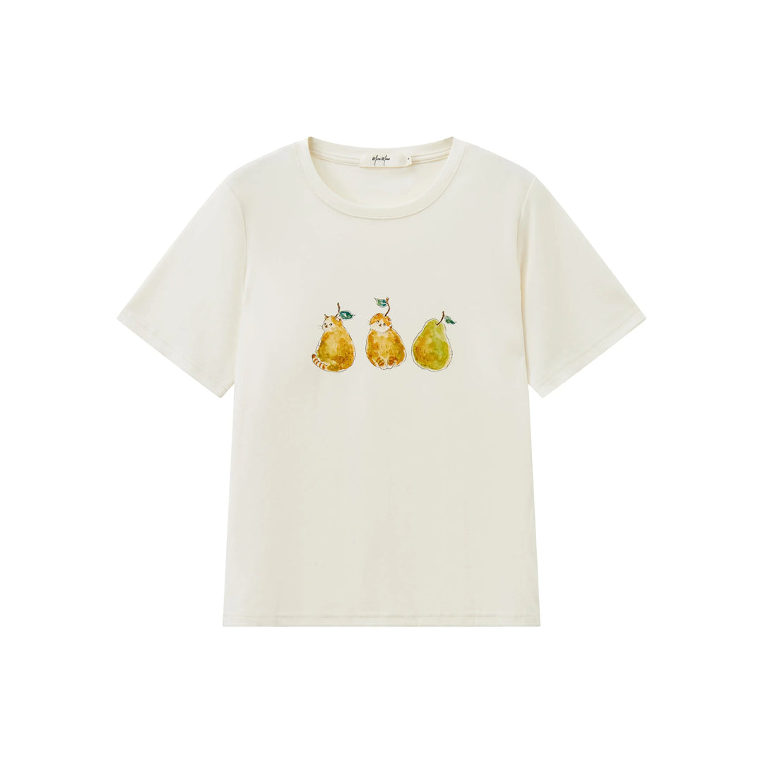 An image of a  Beige / One-Size 21987 Purrfect Pears T-Shirt by  Mirra Masa