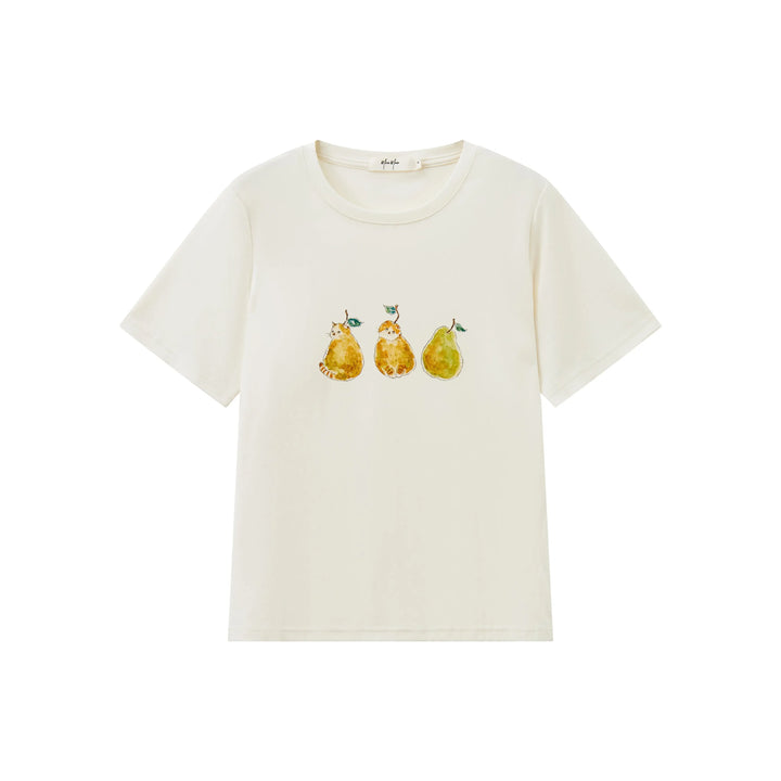 An image of a  Beige / One-Size 21987 Purrfect Pears T-Shirt by  Mirra Masa