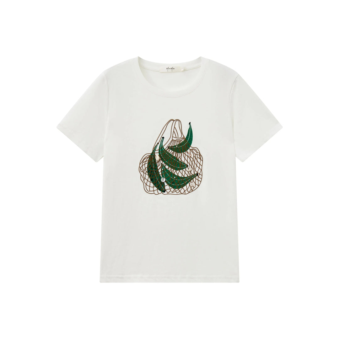 An image of a  White / One-Size 21999 Tropical Graphic Tee by  Mirra Masa