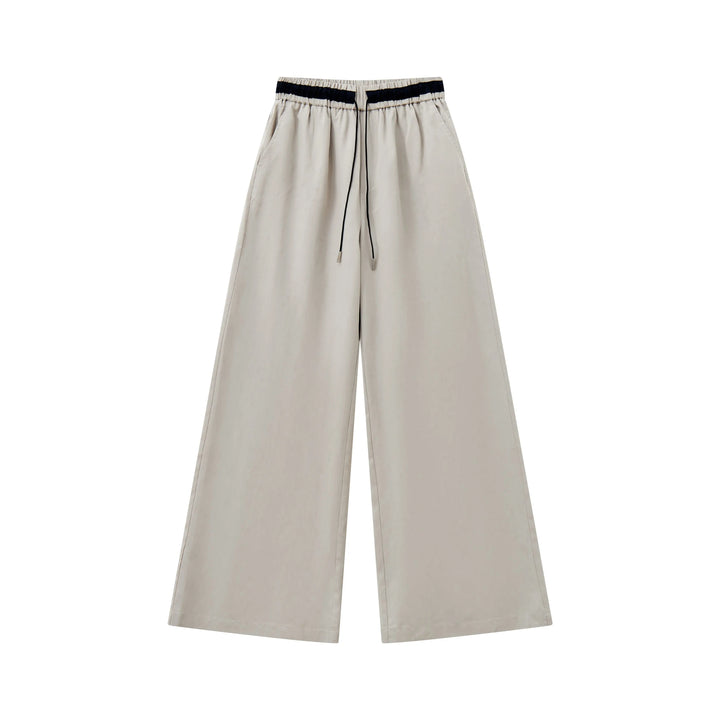 An image of a  grey / Medium 22117 Tie-Waist Straight Leg Pants by  Mirra Masa
