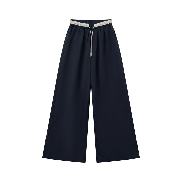 An image of a  Dark Blue / Medium 22117 Tie-Waist Straight Leg Pants by  Mirra Masa