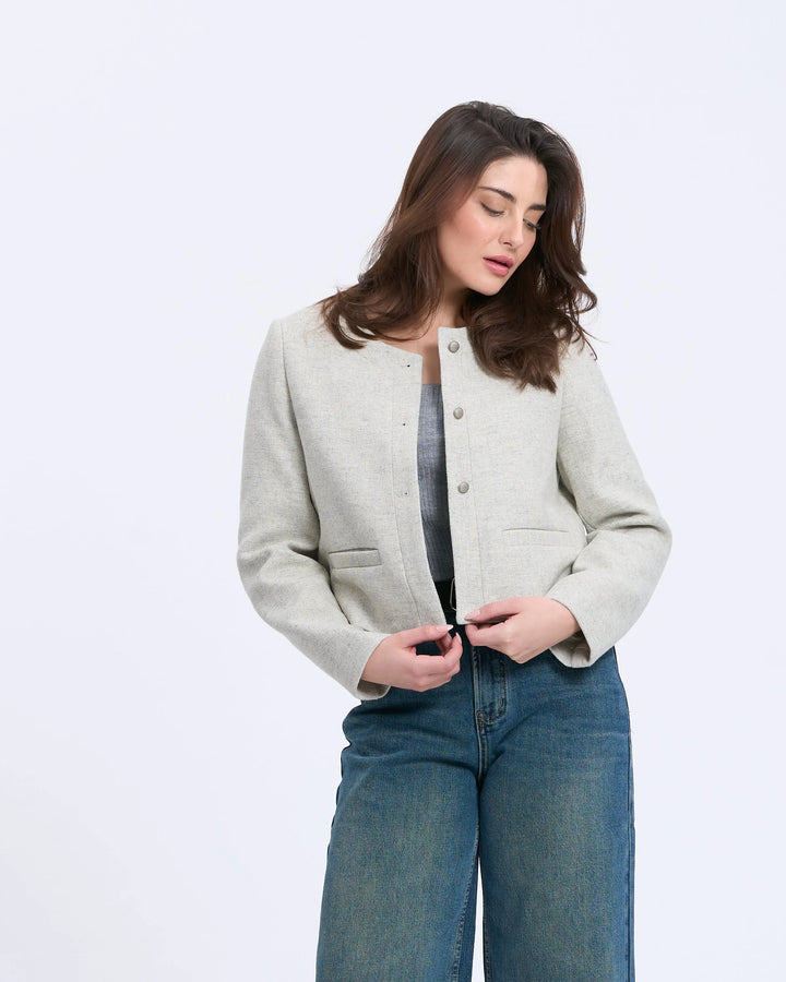 An image of a   2234Q Minimalist Cropped Jacket by  Mirra Masa