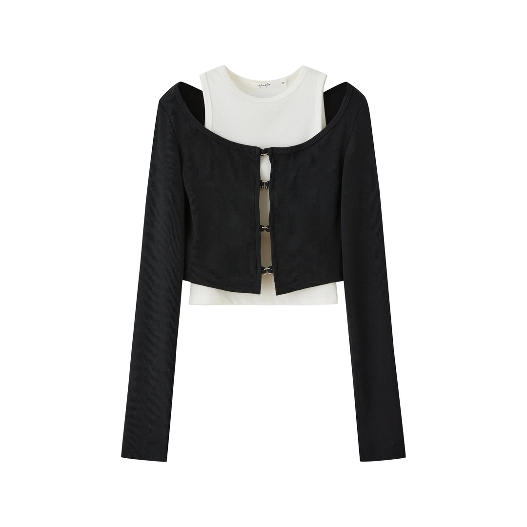 An image of a  Black-Medium 230215 Layered Top by  Mirra Masa