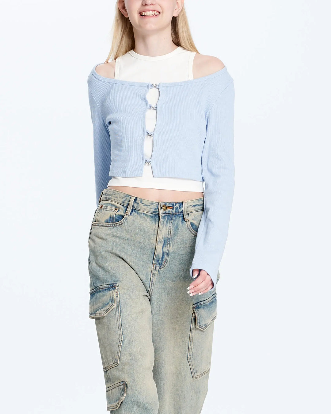 An image of a  Blue-Medium 230215 Layered Top by  Mirra Masa