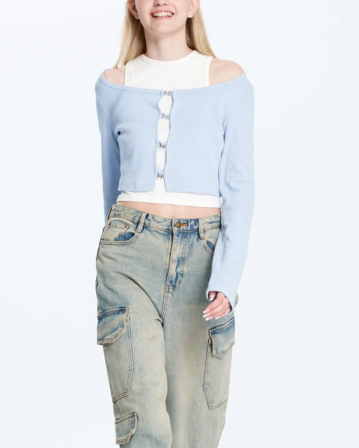 An image of a  Blue-Medium 230215 Layered Top by  Mirra Masa