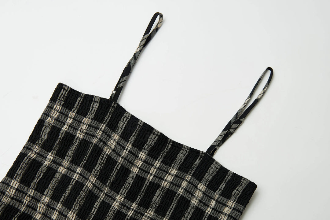 An image of a   23349 Checkered Slip Dress by  Mirra Masa