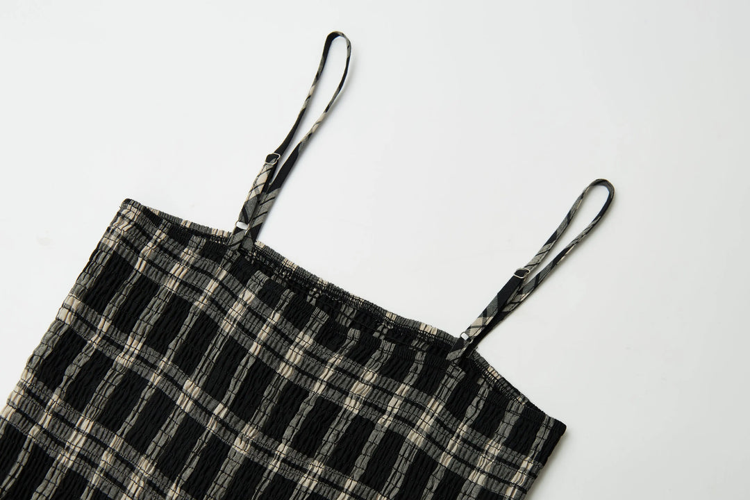 An image of a   23349 Checkered Slip Dress by  Mirra Masa