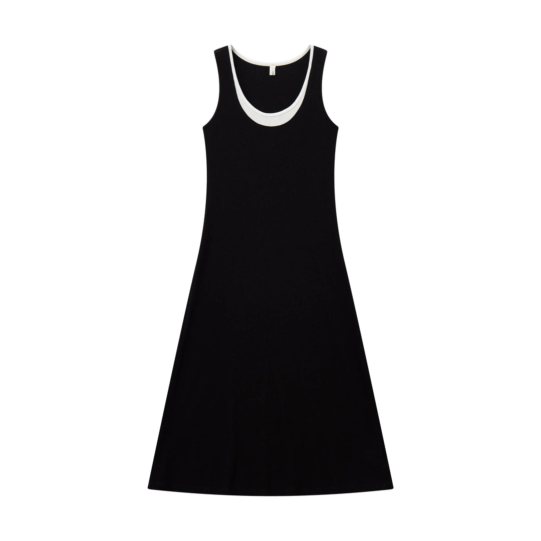 An image of a  Black / Medium 23423 Layered Tank Top Dress by  Mirra Masa