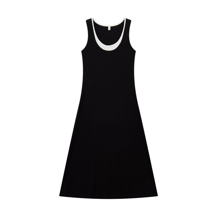 An image of a  Black / Medium 23423 Layered Tank Top Dress by  Mirra Masa