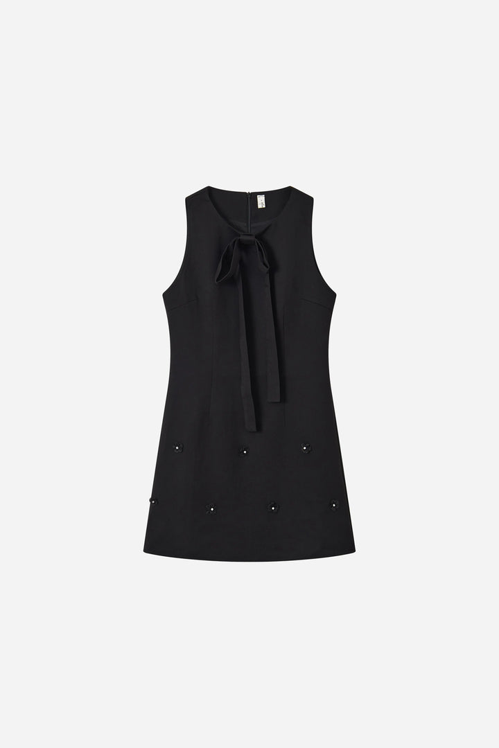 An image of a   23536 Pearl Embellished Bow Mini Dress by  Mirra Masa