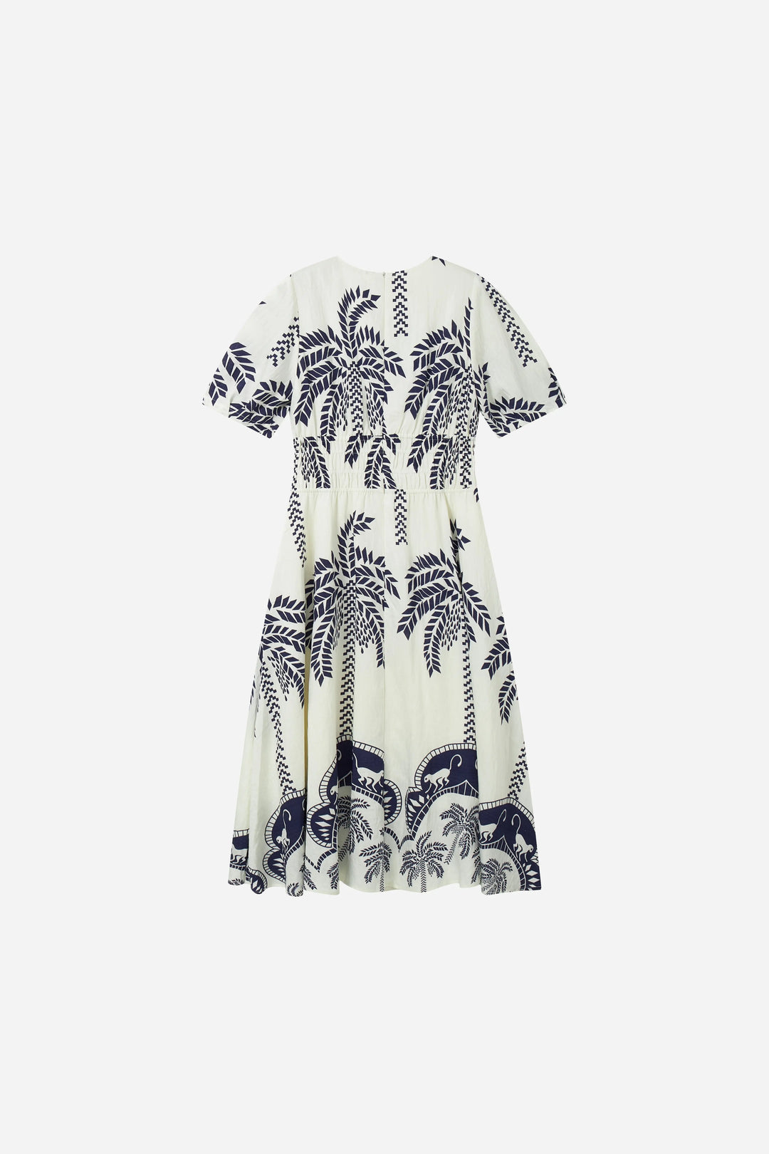 An image of a   23754 Indigo Flora Cinch Midi Dress by  Mirra Masa