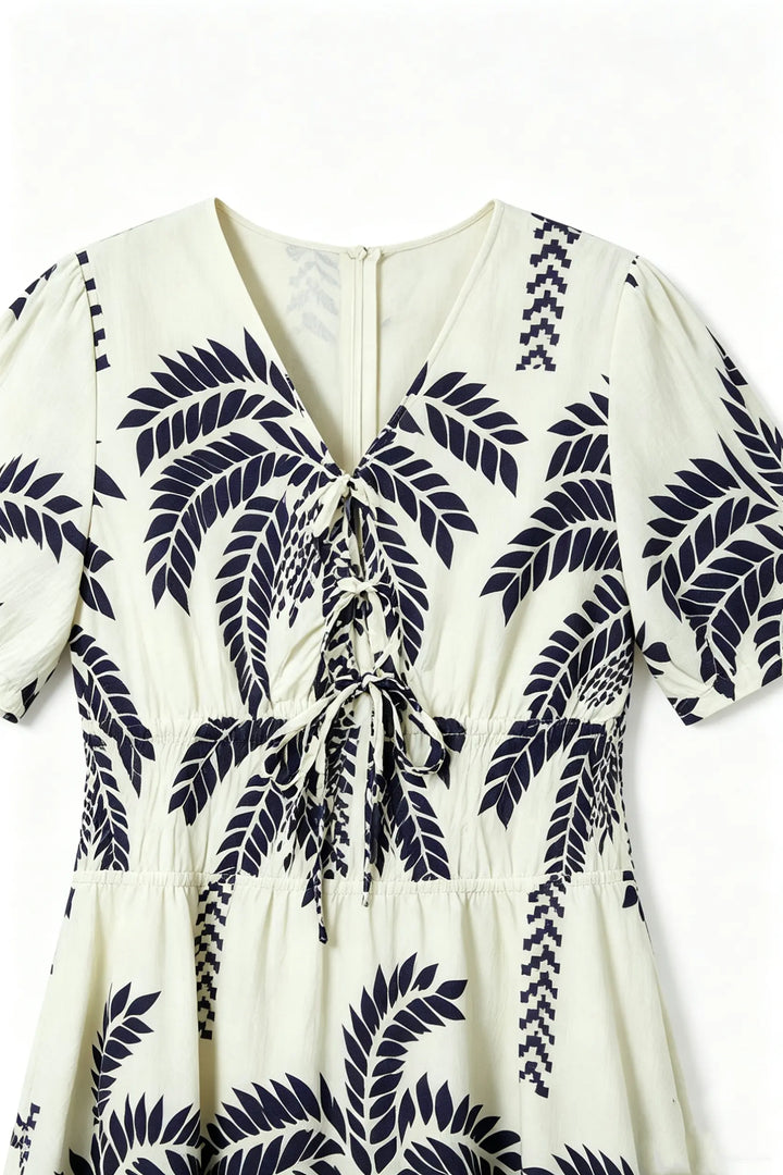 An image of a   23754 Indigo Flora Cinch Midi Dress by  Mirra Masa