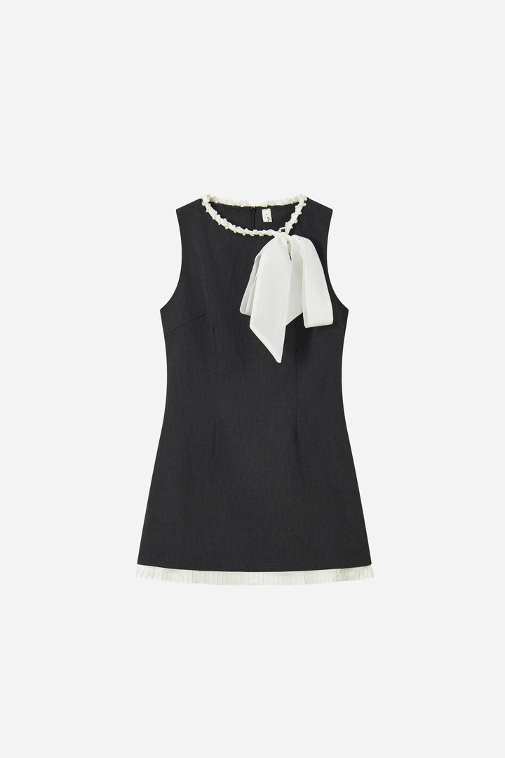 An image of a   23814 Pearl Detail Bow Mini Dress by  Mirra Masa
