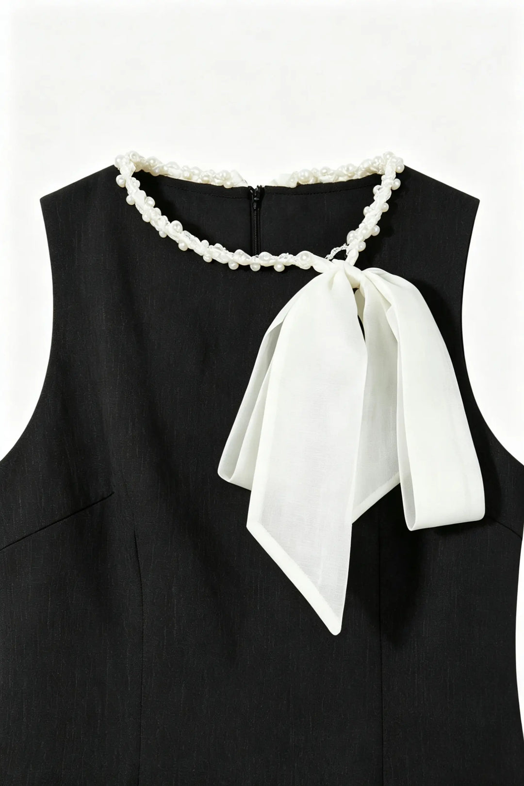 An image of a   23814 Pearl Detail Bow Mini Dress by  Mirra Masa