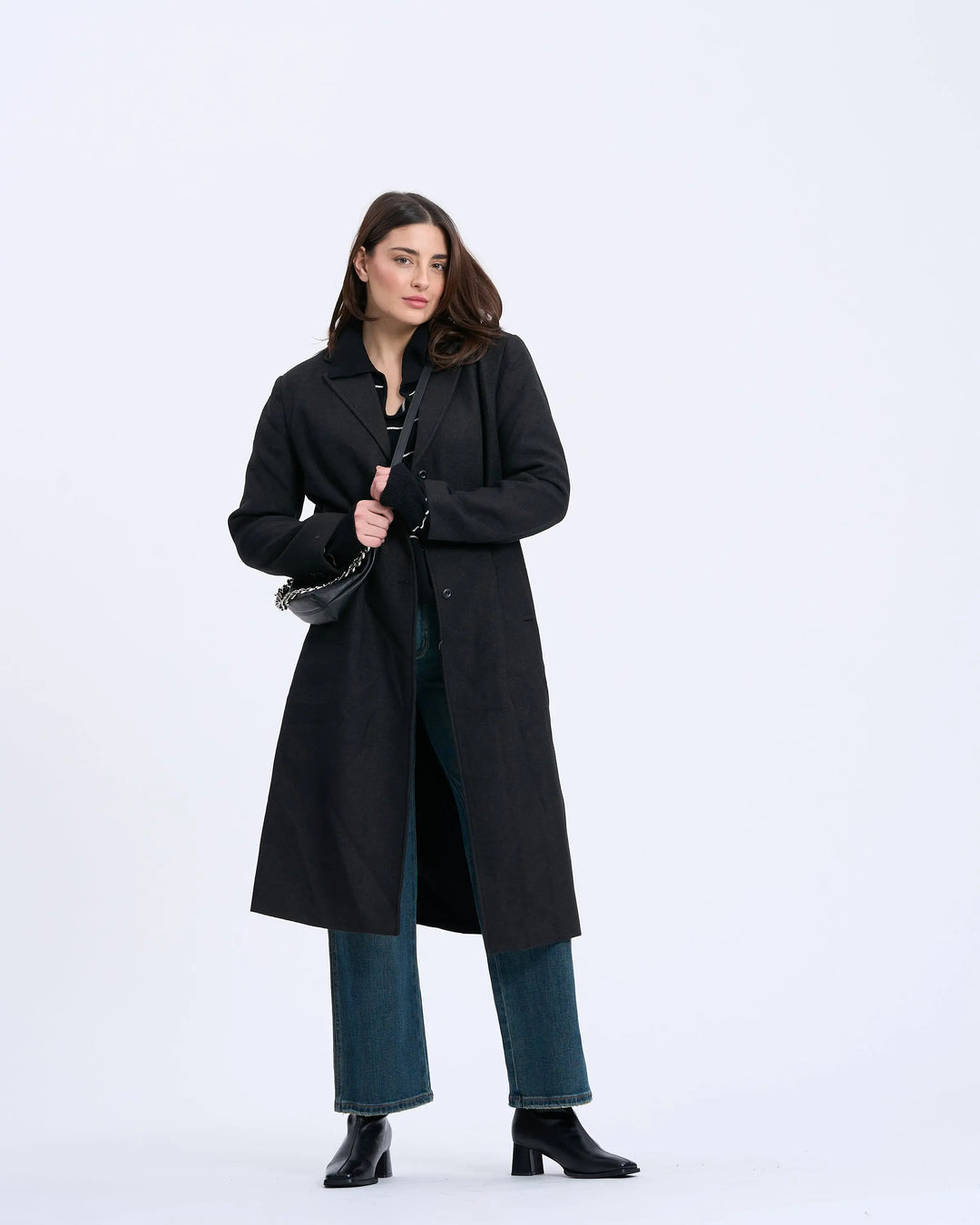 An image of a   2504Q Essential Classic Long Wool Coat by  Mirra Masa