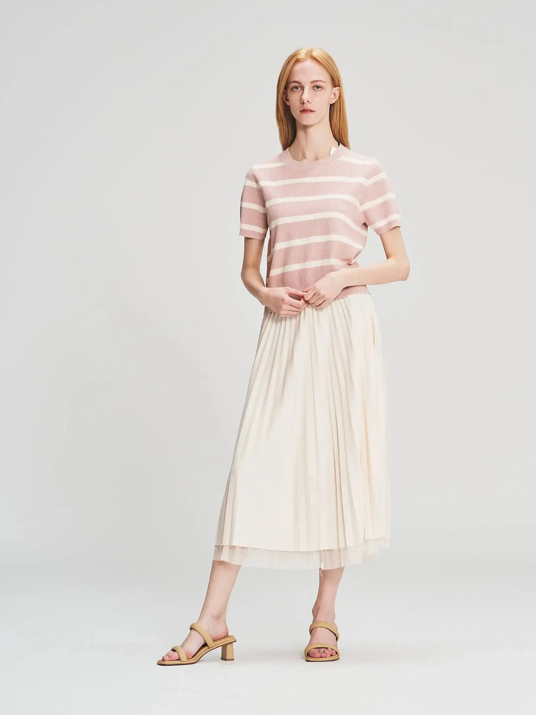 An image of a  Pink-One-Size 25175 Basic Stripe T-Shirt by  Mirra Masa