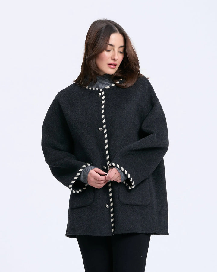 An image of a   2684Q Trimmed Wool Jacket by  Mirra Masa