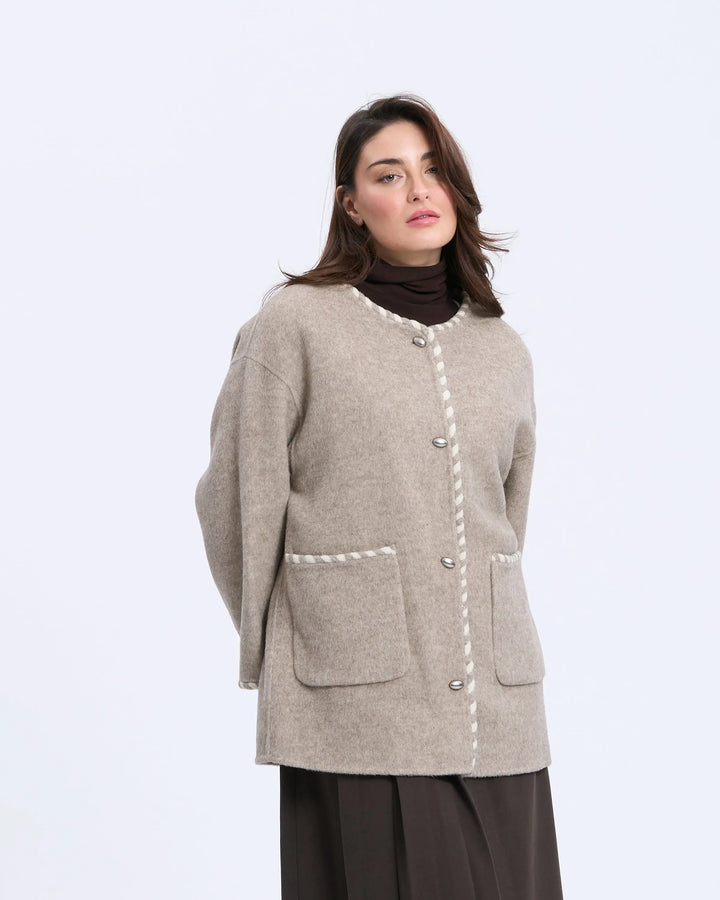 An image of a   2684Q Trimmed Wool Jacket by  Mirra Masa