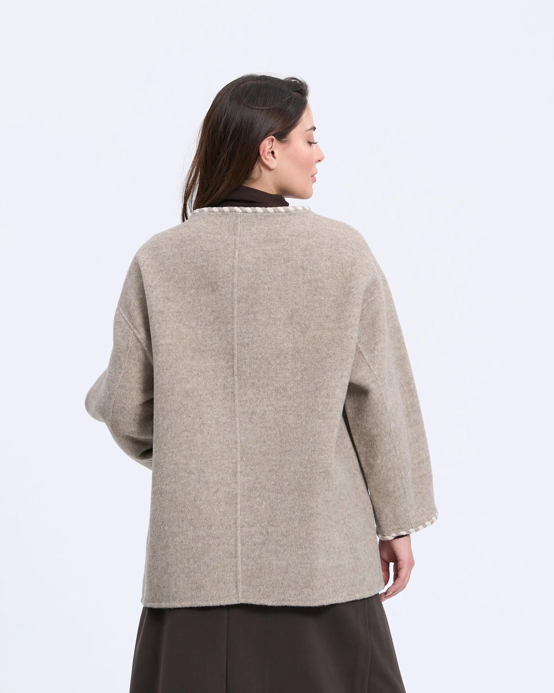 An image of a   2684Q Trimmed Wool Jacket by  Mirra Masa