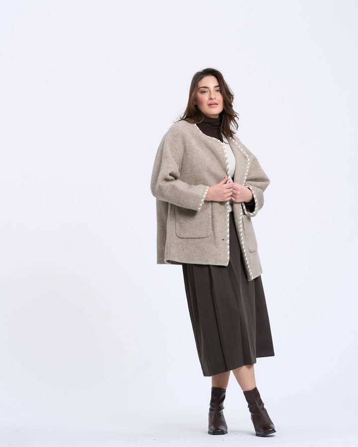 An image of a   2684Q Trimmed Wool Jacket by  Mirra Masa