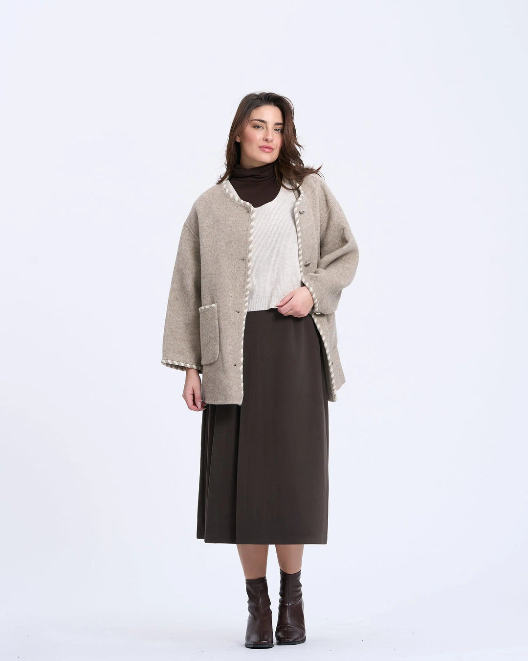 An image of a   2684Q Trimmed Wool Jacket by  Mirra Masa